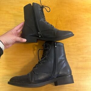 Black Faux Leather Combat Boots Ladies 10
